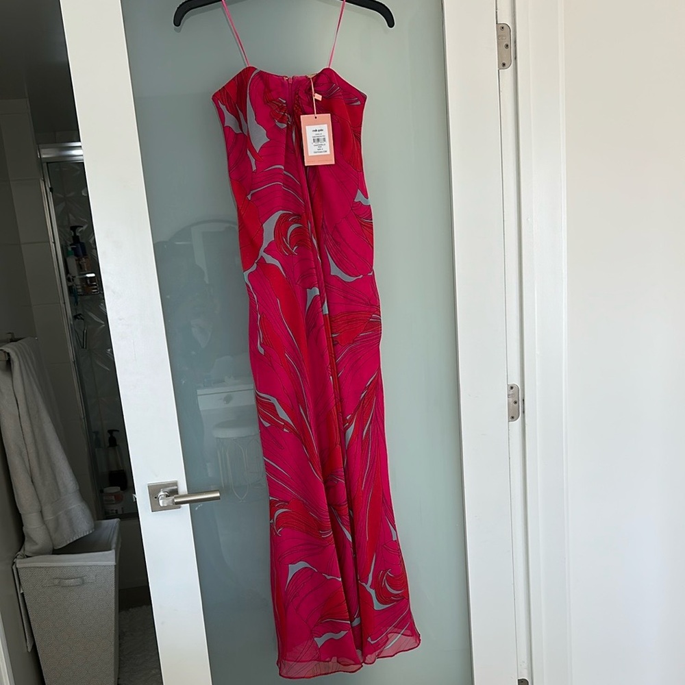 Vibrant Pink and Red Maxi Dress